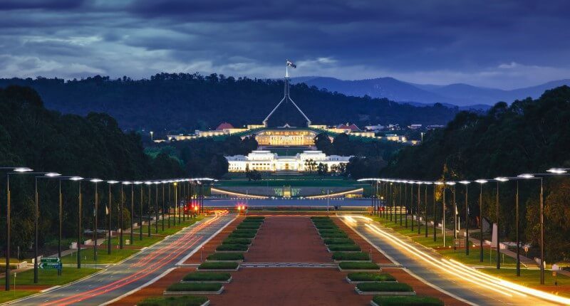 Canberra evening parliament house