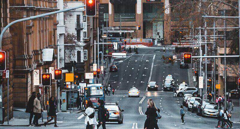 Sydney CBD crossing traffic lights