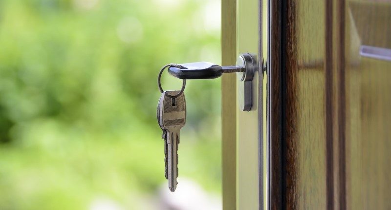 house key in door lock