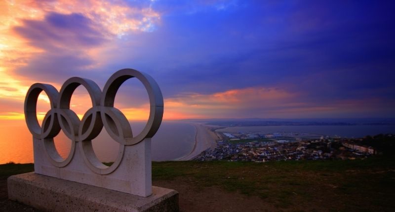 olympic logo hill overlooking beach