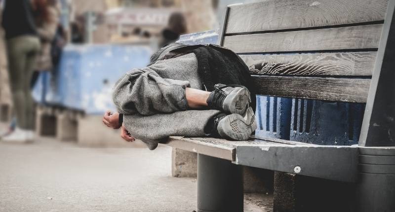 homeless bench sleep