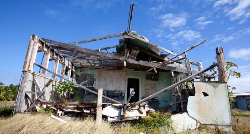 Cyclone ravaged property