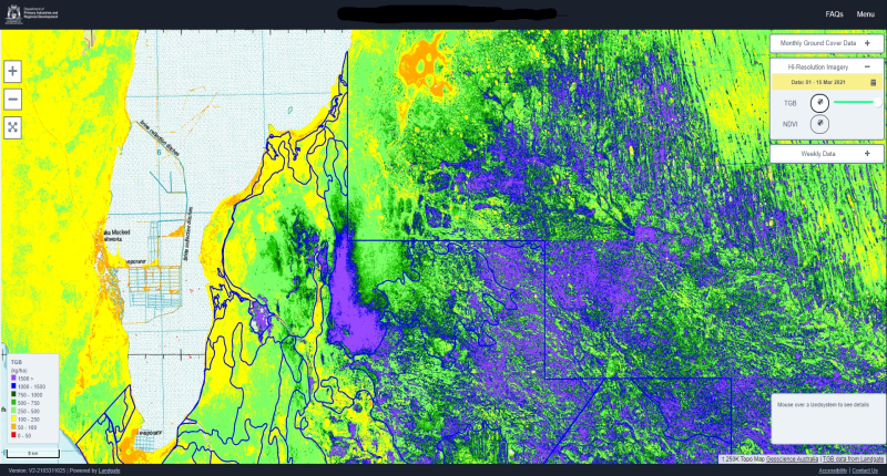 Pastoral remote sensing tool High resolution imagery screen capture of total green biomass