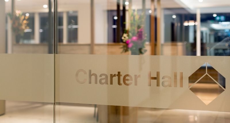 charter hall logo on frosted glass office window