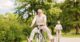 happy old couple bike