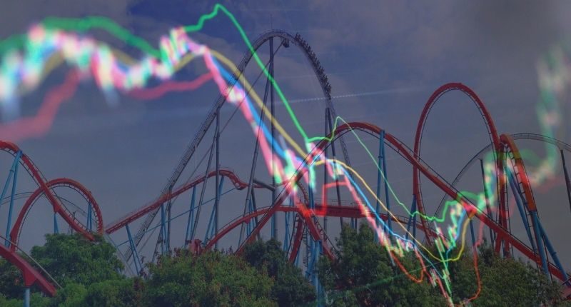 roller coaster overlay stock market graph
