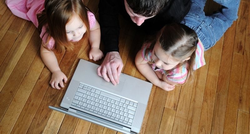 family on computer